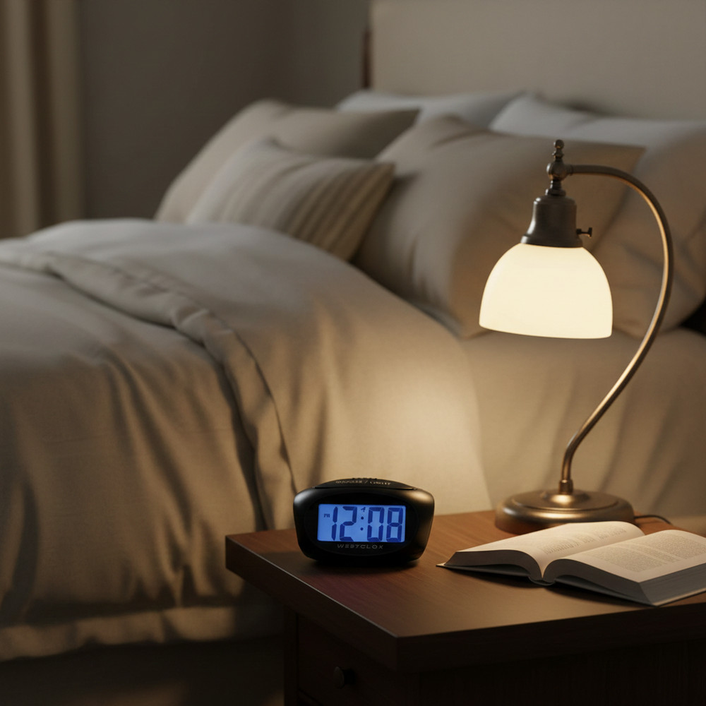 Westclox 1" LCD Alarm Clock – Large Digits with Blue Backlight