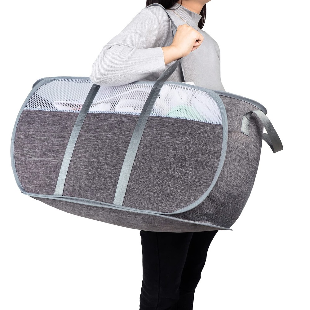 Pop Up Laundry Hamper with Durable Handles collapsible basket Easy to Open
