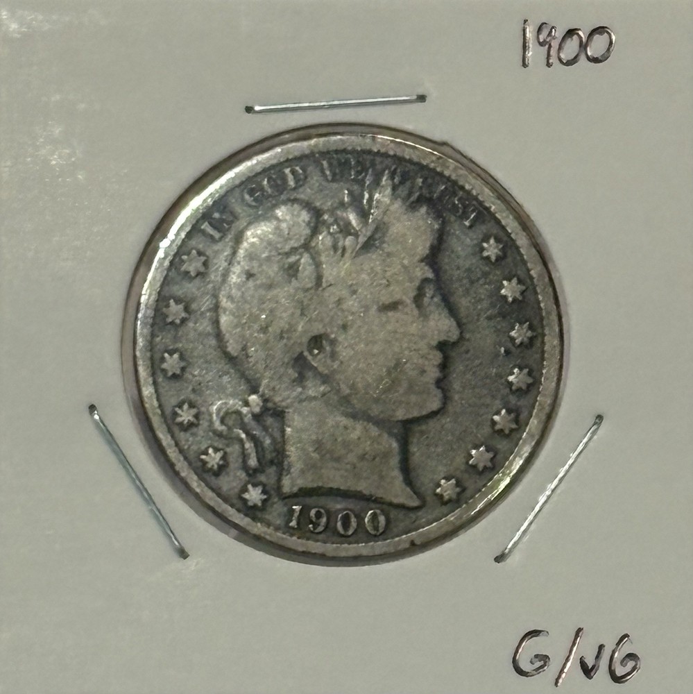 1900 Barber Half Dollar, 90% Silver, G/VG, Low Mintage! 🔥