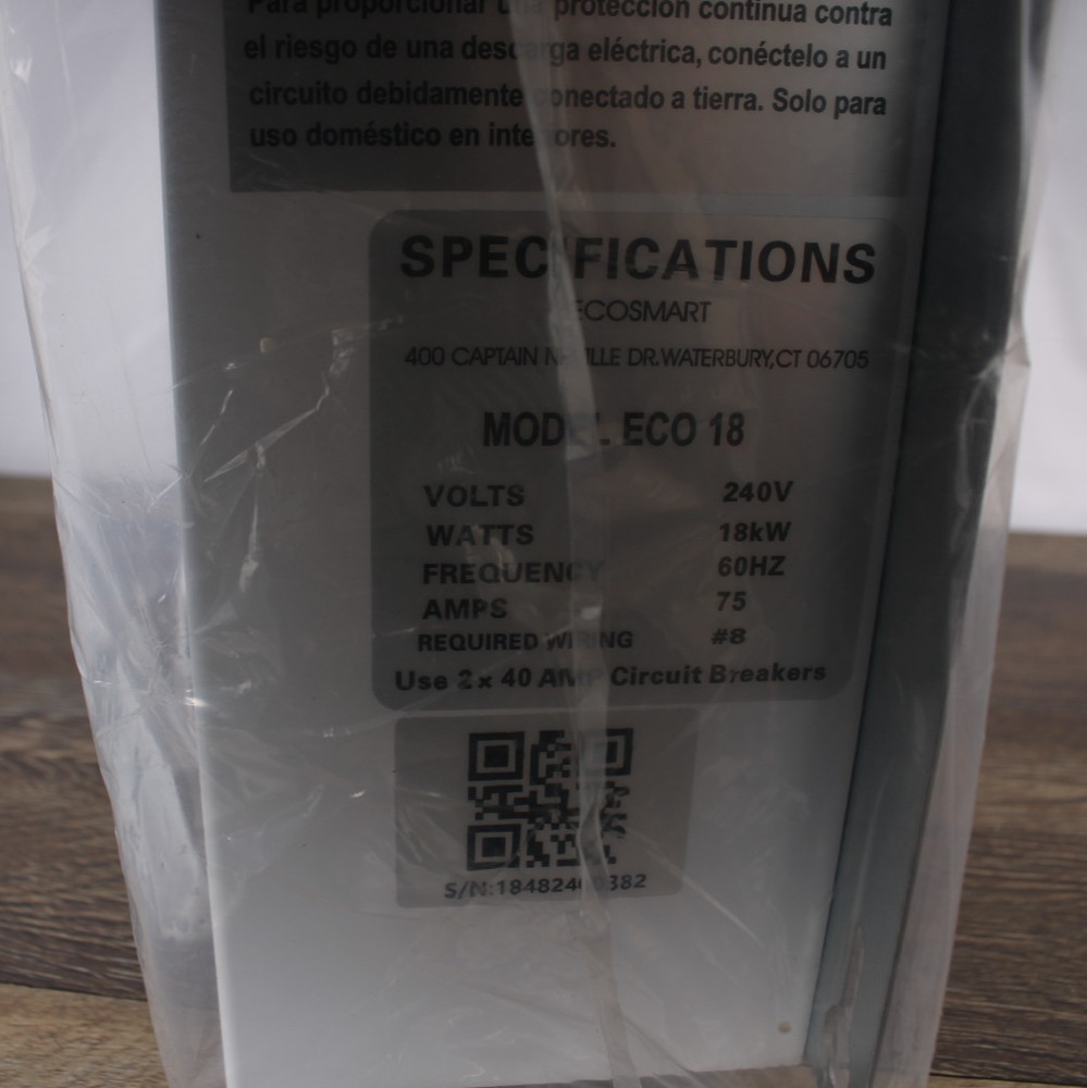 EcoSmart ECO 18 18kW 240V Tankless Electric Water Heater 3.5 GPM Open Box