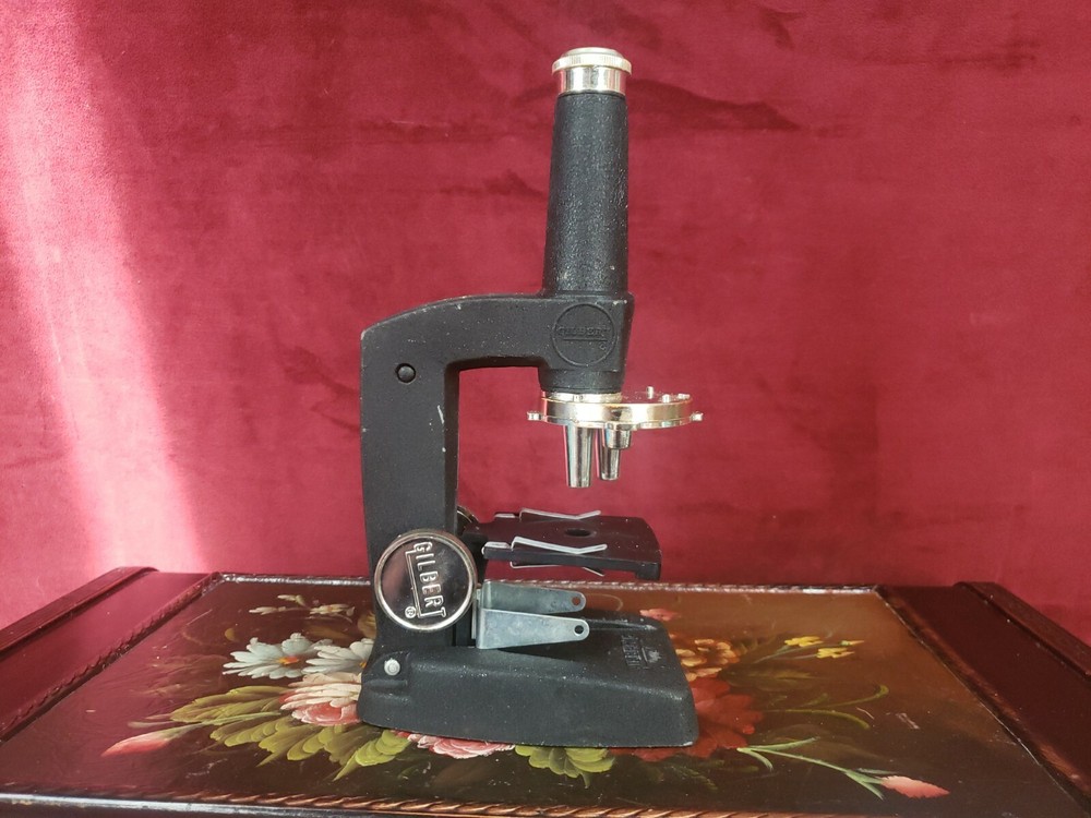 Vintage 1972 Gilbert Microcraft Microscope with 48 Slides - Works!