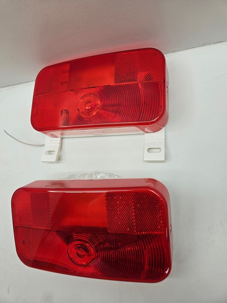 Pair of J-90 Bargman 34-92-003 9x5 Red Stop Tail Turn Lamp Light Trailer Camper