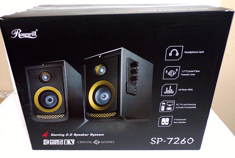 Rosewill SP-7260 2 Pc. PC, TV, & Gaming 2.0 Speaker System NIB