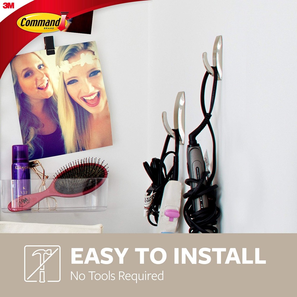 Command Large Modern Reflections Metal Hook, Brushed Large, Nickel