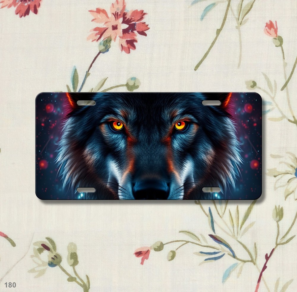 Intense Wolf License Plate Customizable Auto Tag Unique Gift