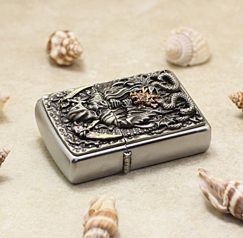 New Zippo oil Lighter skeleton Silver with box