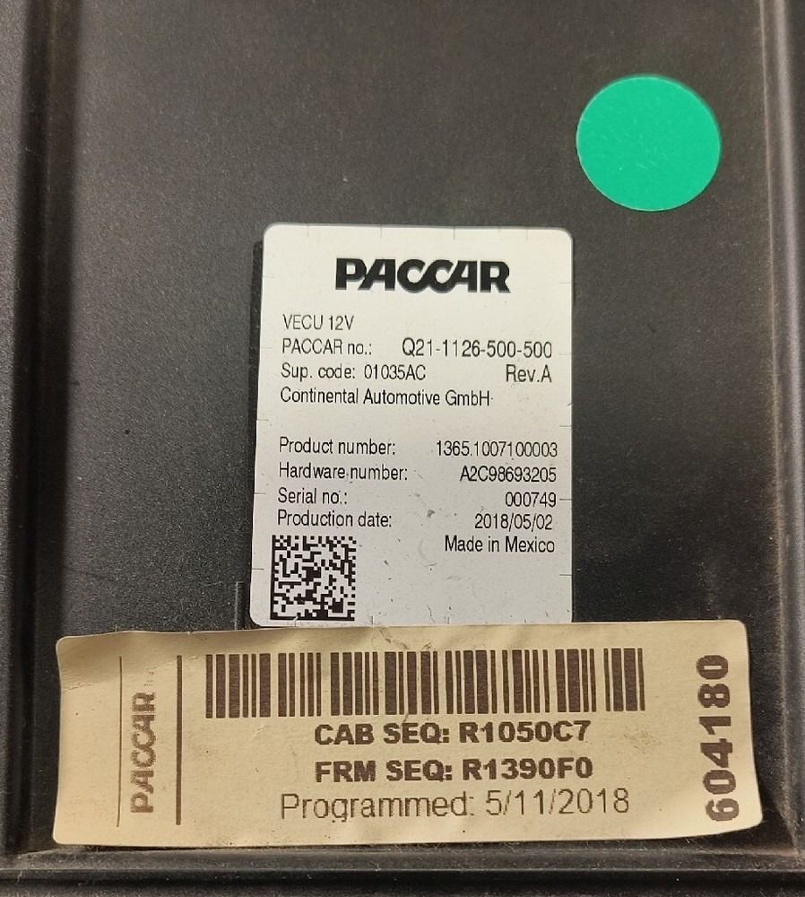 PETERBILT Q21-1126-500-500 VECU 12V CAB CONTROL MODULETHIS PART IS PROGRAMMAB