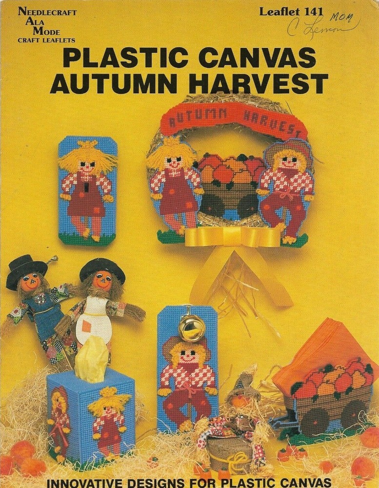 AUTUMN HARVEST SCARECROW FALL 5 DESIGNS PLASTIC CANVAS PATTERN LEAFLET
