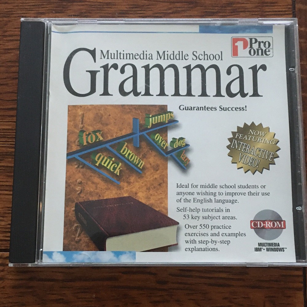 Pro One Multimedia Middle School Grammar I CD-ROM Windows 1995 MINT!