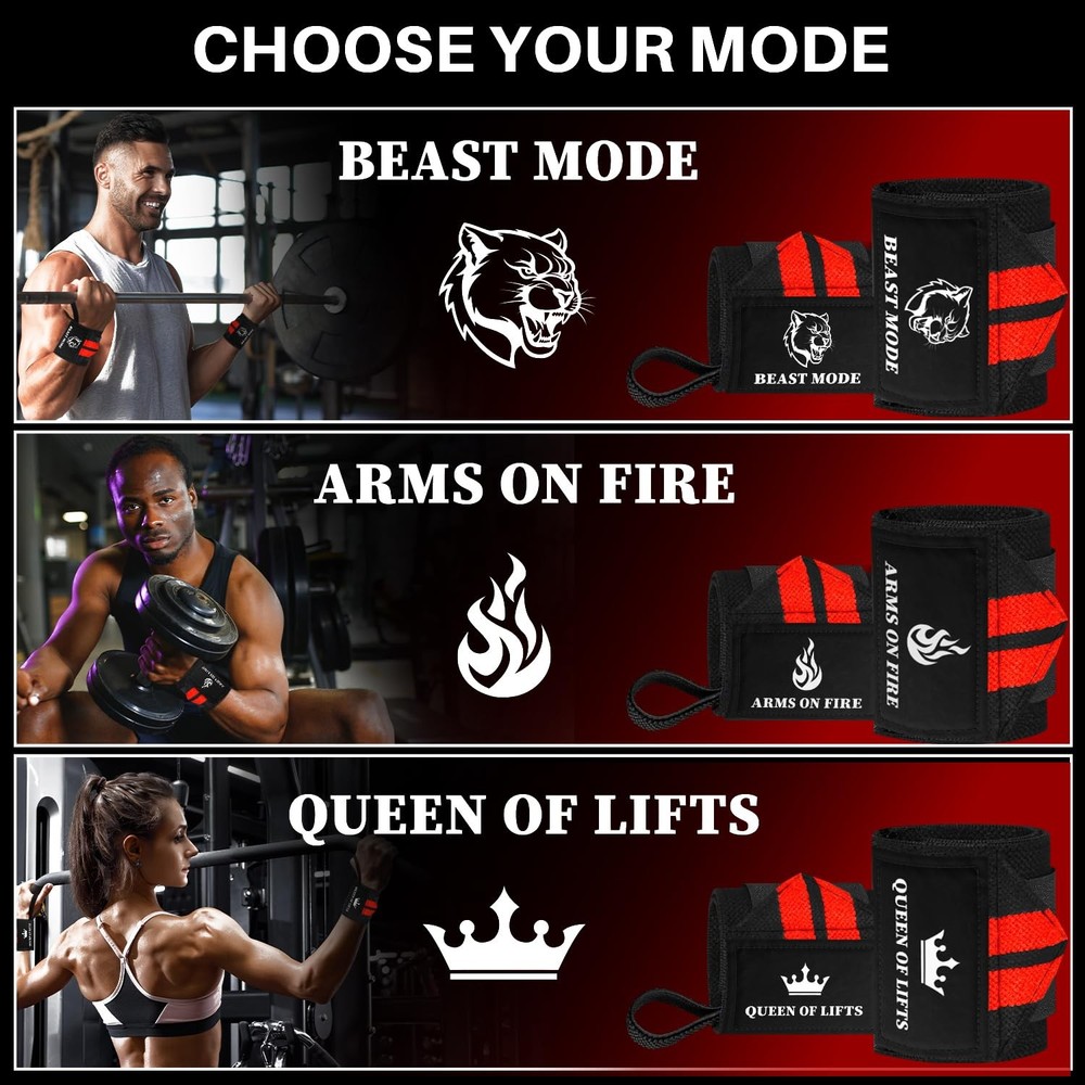 HeavyDuty Weightlifting Wrist Wraps with Thumb Loop for Powerlifting & Training