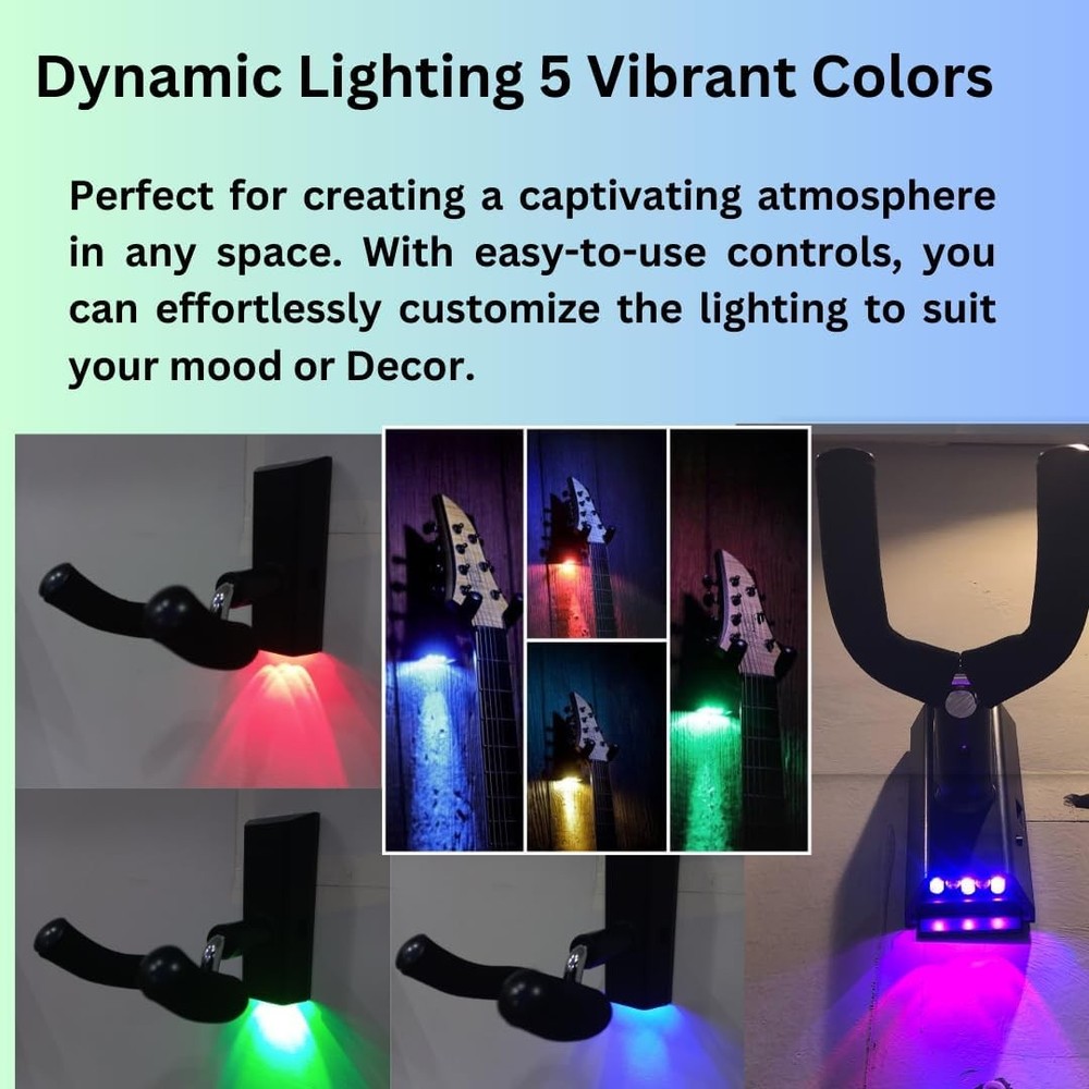 MuzicLight Light Up Guitar Wall Mount, LED Multicolor