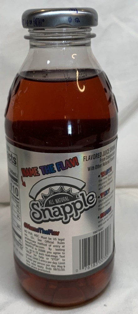 Rare Snapple Name That Flav! Plastic Bottle Drink
