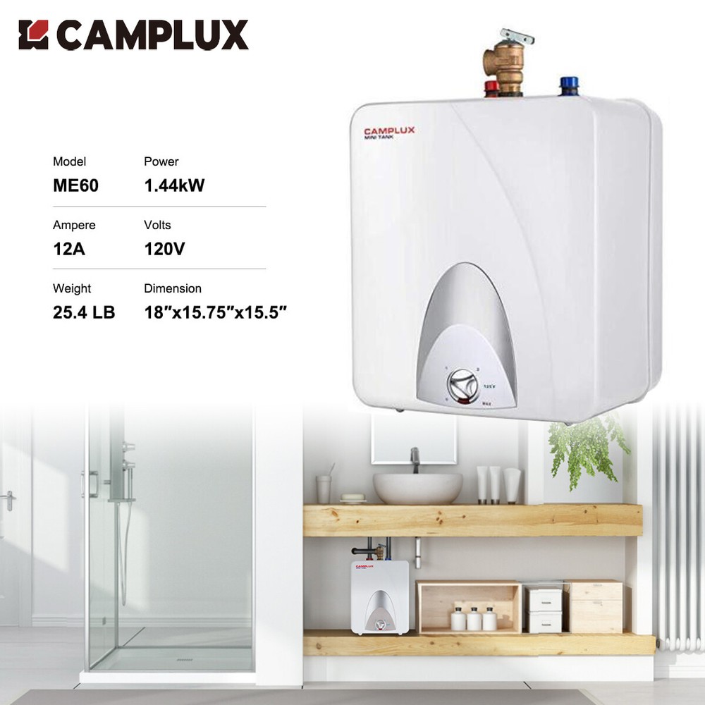 Camplux 6GPM Electric Tankless Water Heater 1400W On Demand Hot Whole House RV