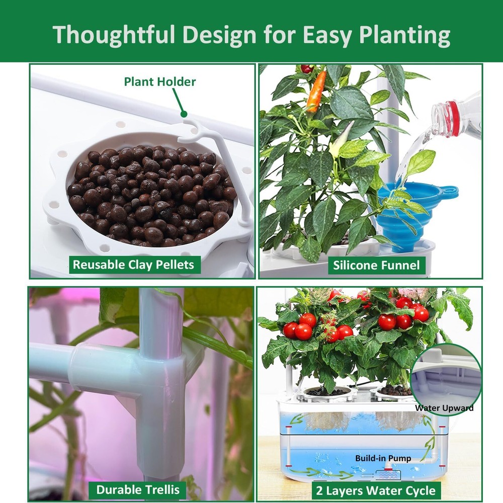 Hydroponics Growing System kit with Trellis,Smart Hydroponic Gardening System...