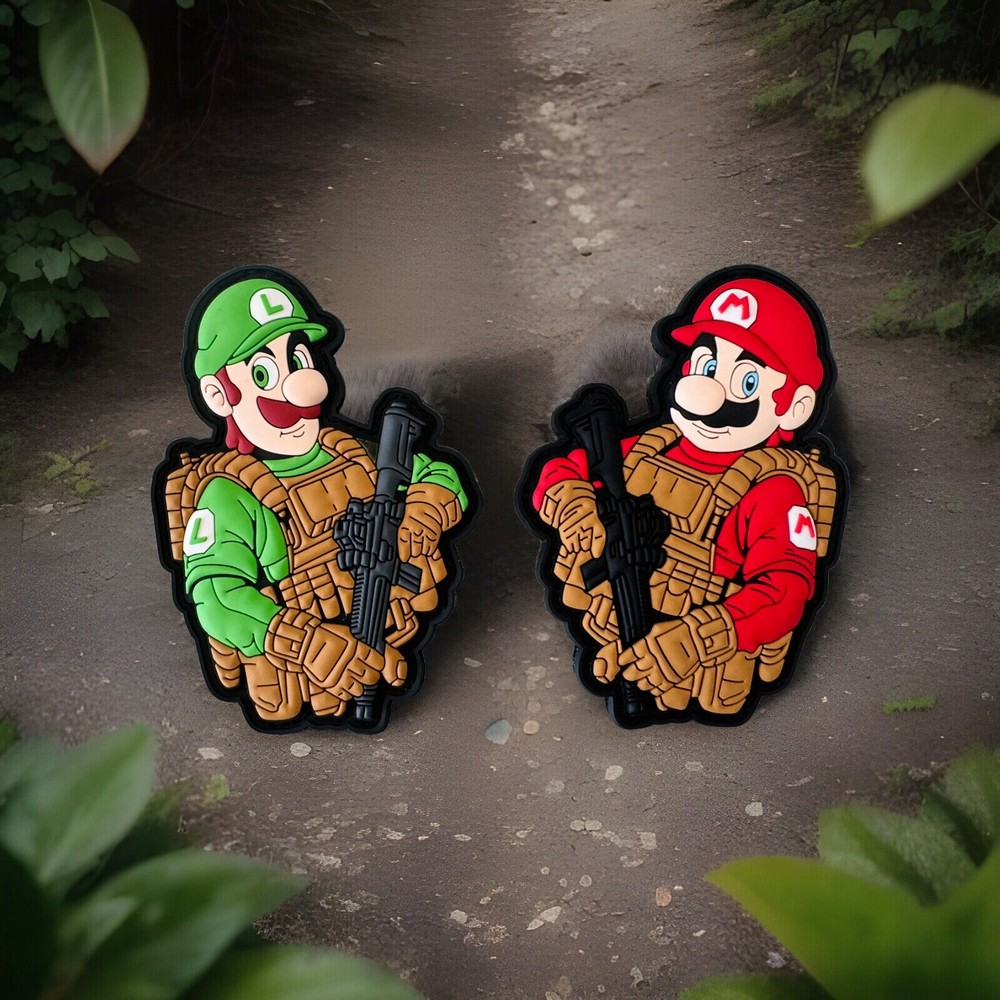 Tactical Mario Bros Rubber PVC Hook/Loop Morale Patch Set