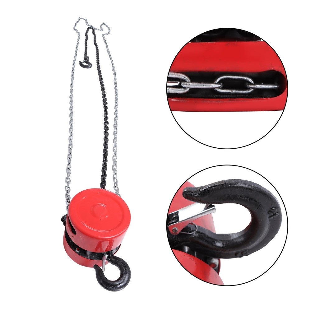 1 Ton / 2200Lbs Chain Hoist Manual Puller Block Fall Chain 10FT with Hook Red