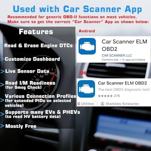 Veepeak OBDCheck BLE+ Bluetooth 4.0 OBD2 Scanner for iOS & Android, Car Code for