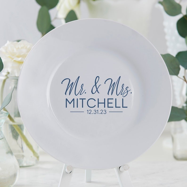 Personalized Stamped Elegance Wedding Plate, Wedding Keepsake