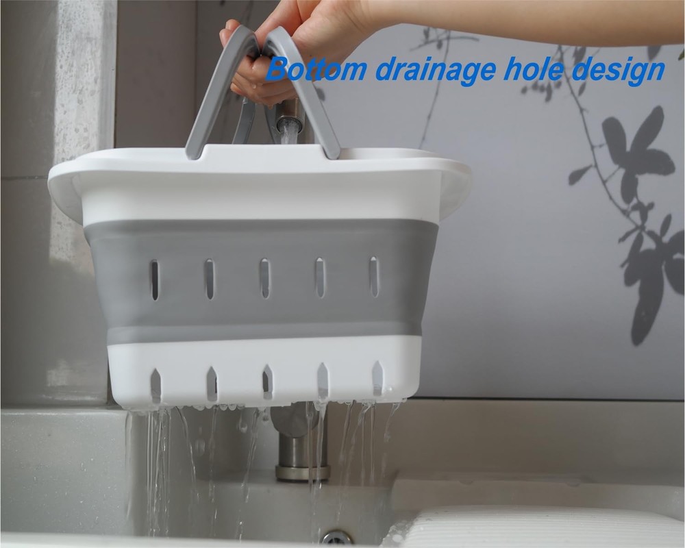 Portable Folding Plastic Bath Caddy with Handle, Perforated, Travel Bathroom ...