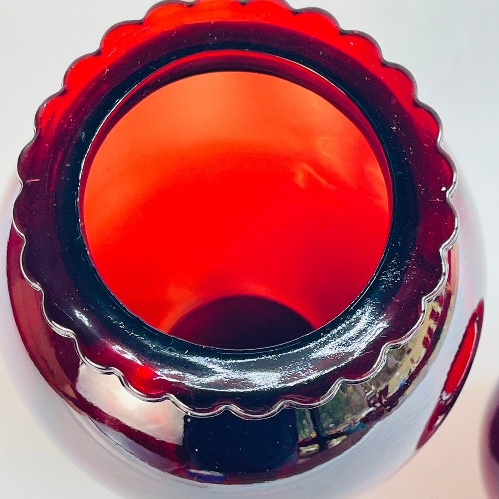 Anchor Hocking Royal Ruby Scalloped Edge Vases 9” & 3 3/4”