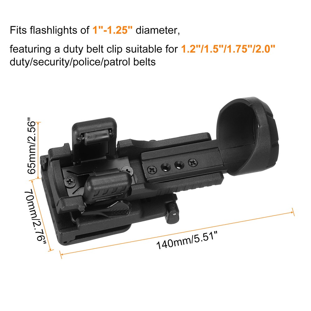 Flashlight Holder Rotatable Torch Light Carrier with Duty Belt Clip