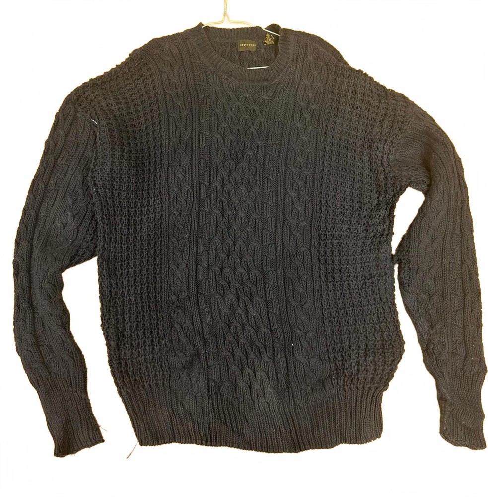 Structure Men's Navy Blue Cable Knit Sweater