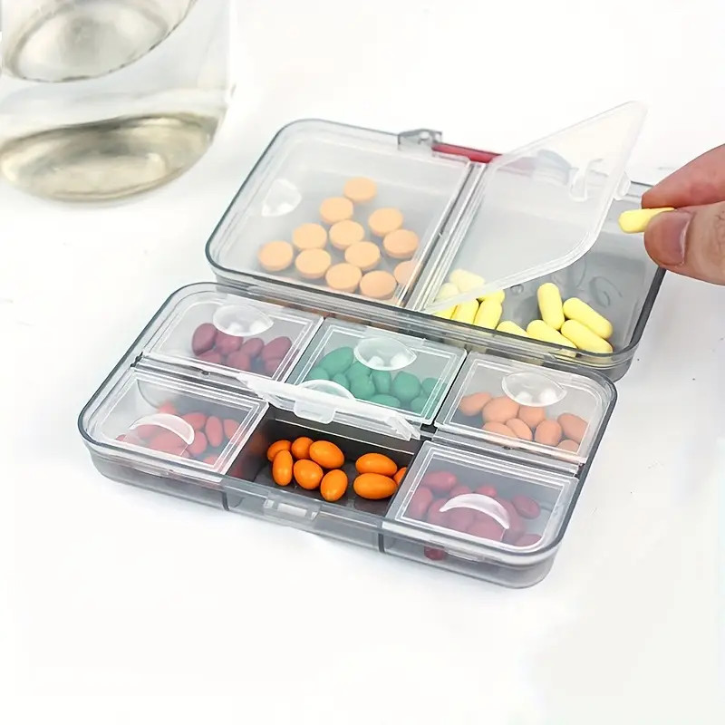 7 Day Clear GREY Portable Compact Pill Organizer Box