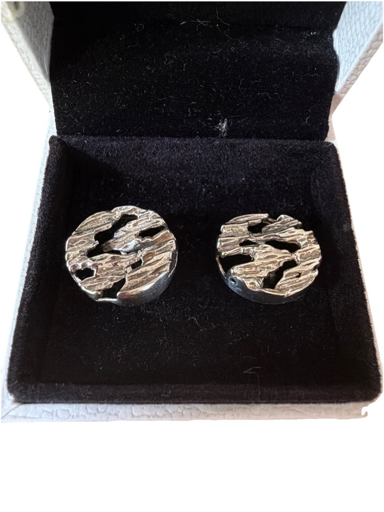 925 Sterling Italian Brutalist Modern Cufflinks