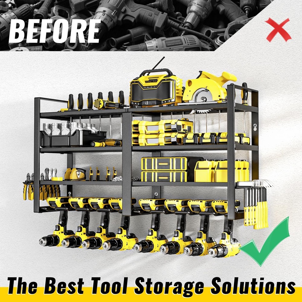 Power Tool Organizer Wall Mount, 4 Layer Heavy Duty Metal Power Tool Storage ...