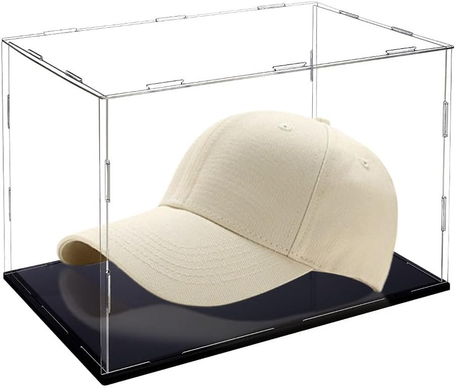 Acrylic Hat Display Case Clear Baseball Holder Dustproof Display Box with Black