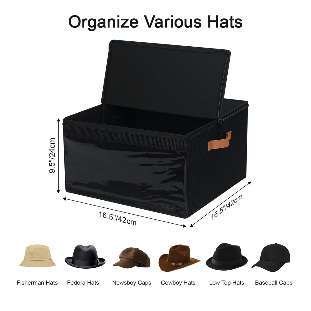 Large Hat Storage Box, Stackable Round Brim Hats Organizer Bag Container for ...