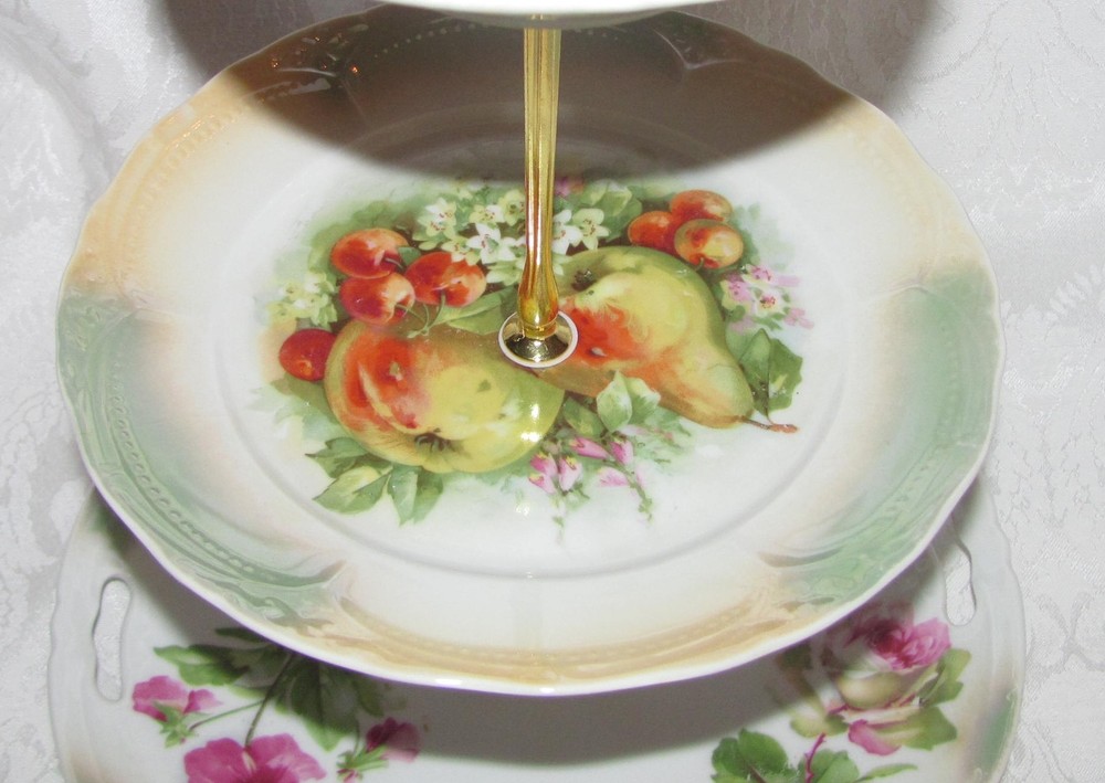 Custom Three Tier Tea Party Cake Stand Made With Antique Lusterware Plates