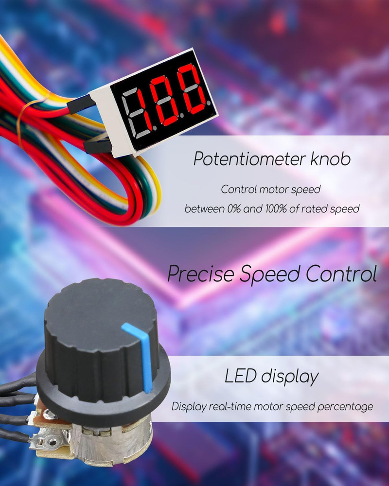 PWM DC Motor Speed Controller, DC 10-55V MAX 100A, Stepless Brushed Motor Contro
