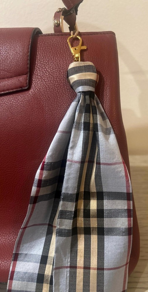 Fabric Silk Plaid Statement Purse Charm