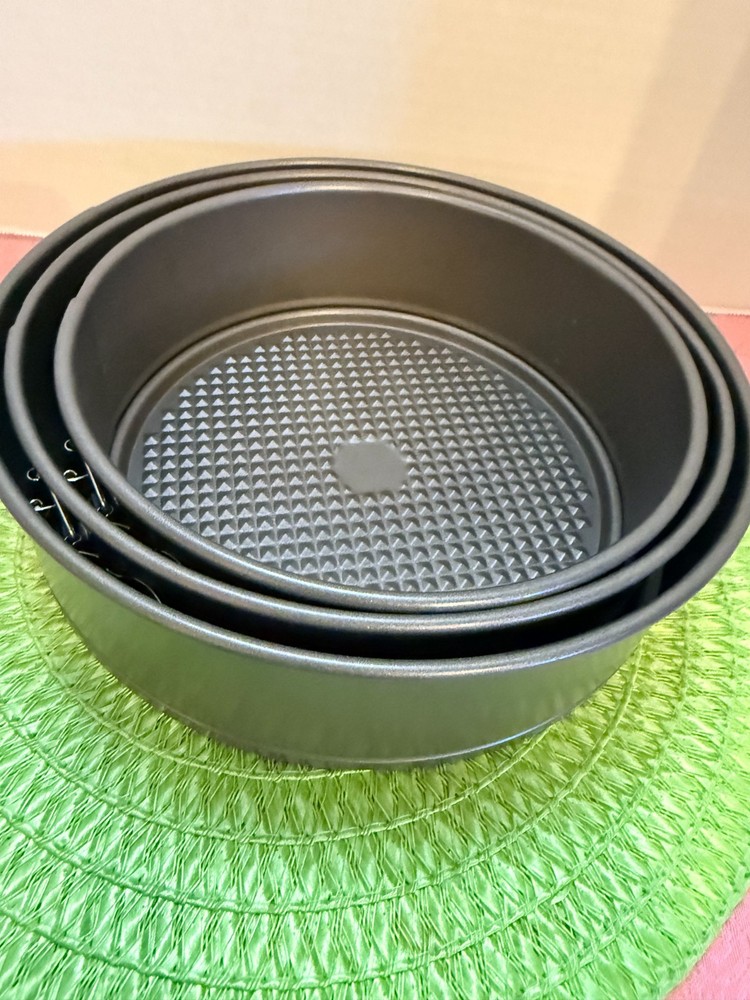 Three Piece Non Stick Spring Form Cake Pan Set Three Different Sizes
