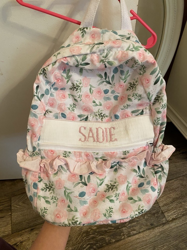 monogrammed ruffle backpack small floral SADIE
