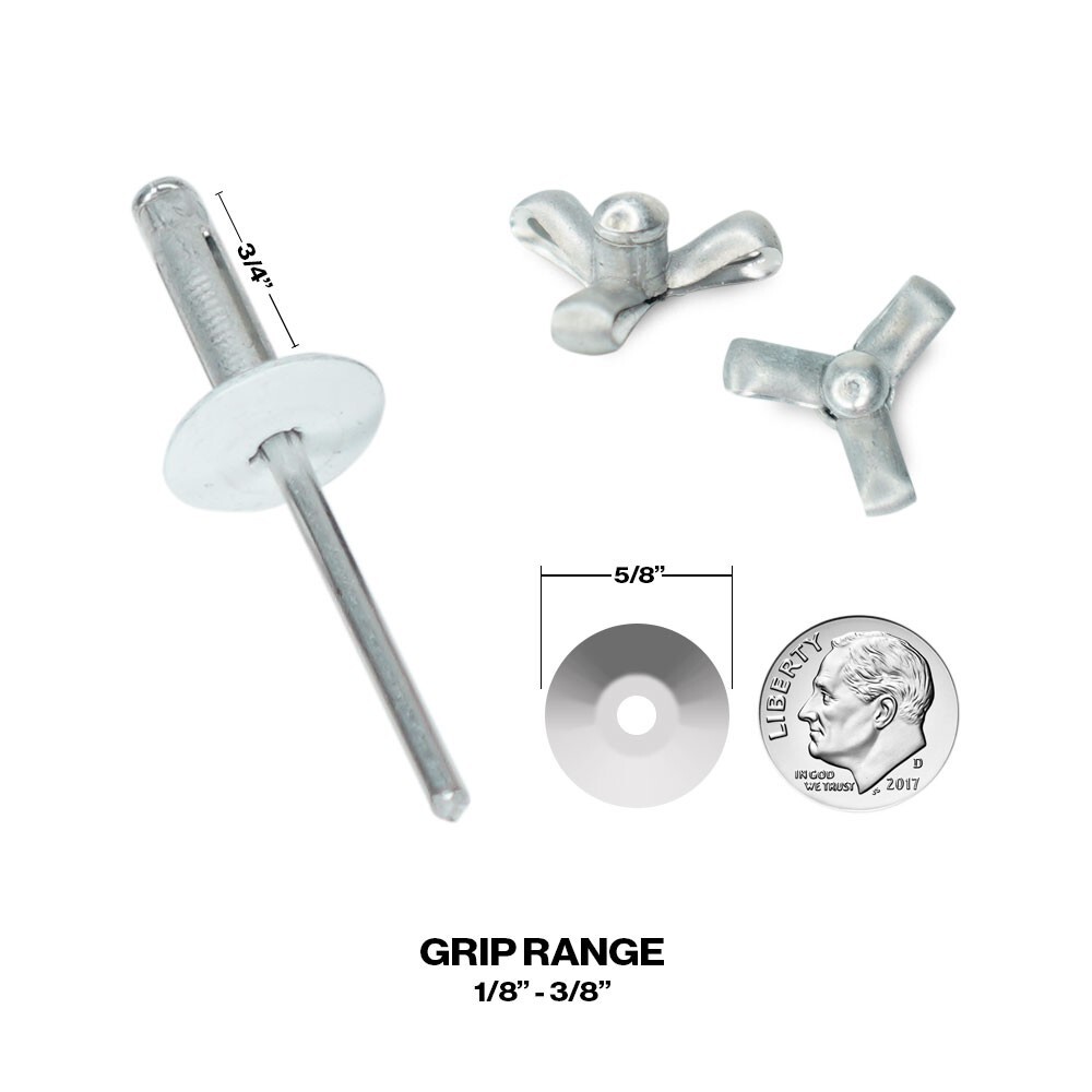 POP Rivets Small Head 3/16" Exploding Rivet White Finish Box of 250 Fasteners