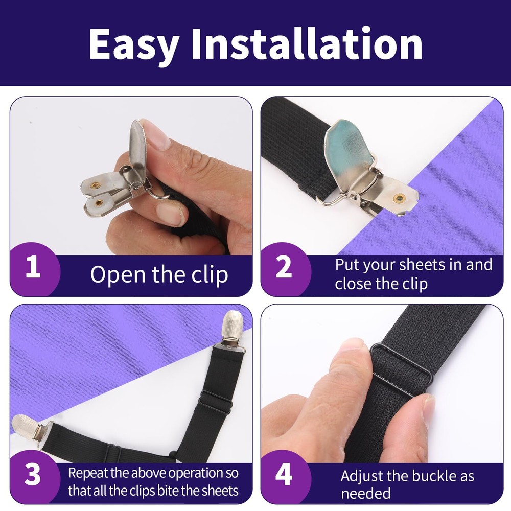 3 Pcs Bed Sheet Holder Straps Adjustable Bed Sheet Fasteners Elastic Bands