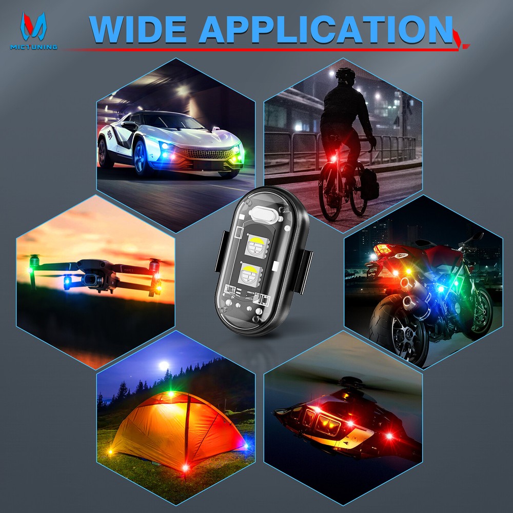 Wireless LED Strobe Lights, 12 Pcs USB Rechargeable Warning Lamp, Anti-Collision