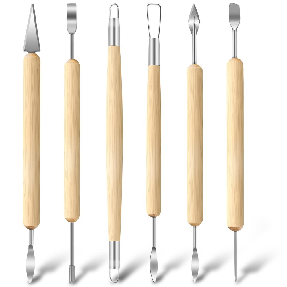 6 Pack Double-Ended Clap Sculpting Tools Clay Pottery Tools for Embossing