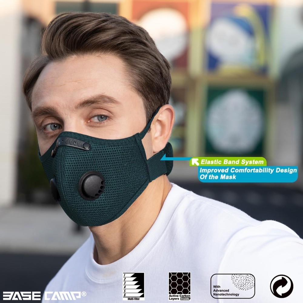 BASE CAMP M Plus Dust Mask Bundle Green Total 12 Filters