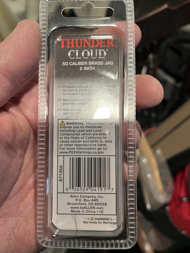 Allen Thunder Cloud 50 Caliber Brass Cleaning Patch Jag 2” Muzzleloader