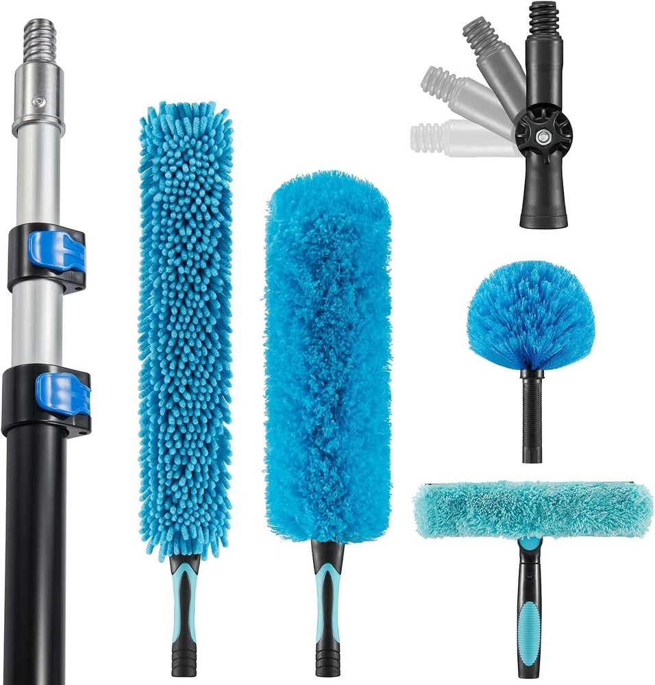 20 Feet High Reach Cobweb Duster with 5-12Ft Extension Pole, Webster Cobweb Dust