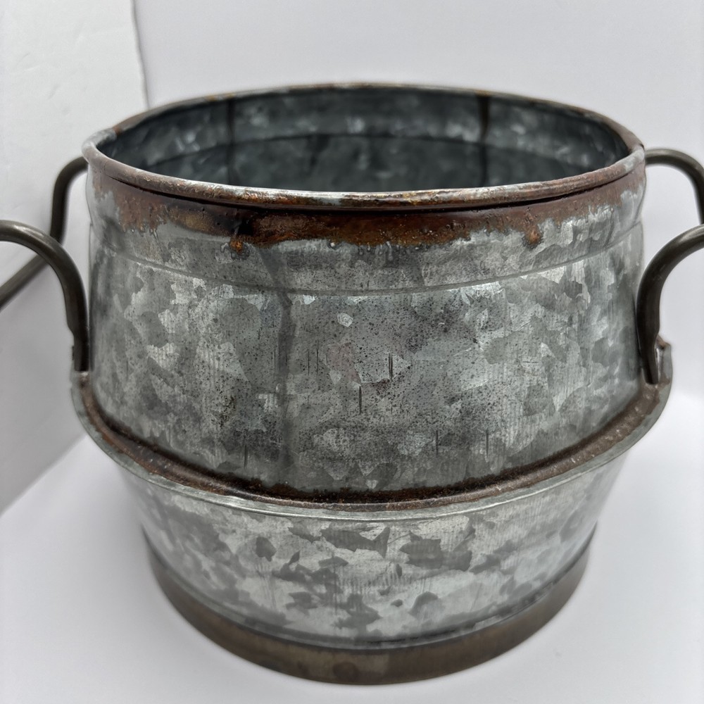 Pottery Barn Double Handled Metal Planter