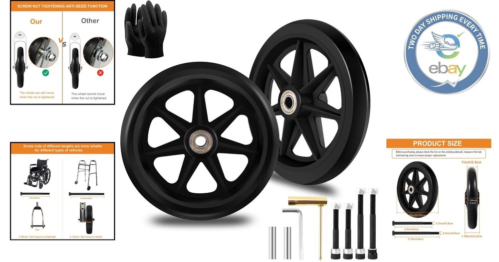 Lightweight 6 Inch Replacement Wheels for Walkers - Easy Installation & Durable