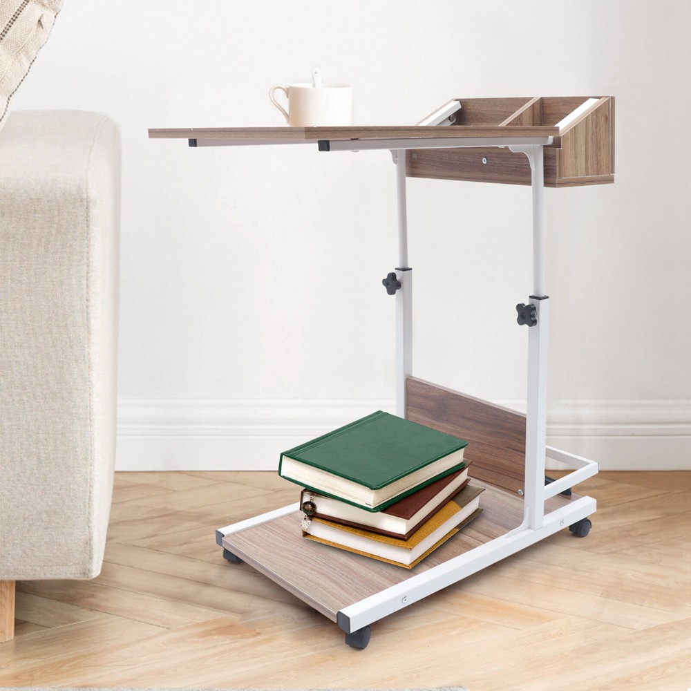 Adjustable Height Laptop Desk Rolling Bedside Table Computer Over Bed Standing !