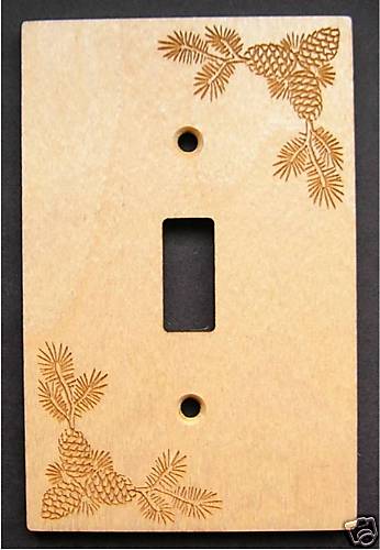 Laser Engraved Pine Cone Single Switch Plate Cover