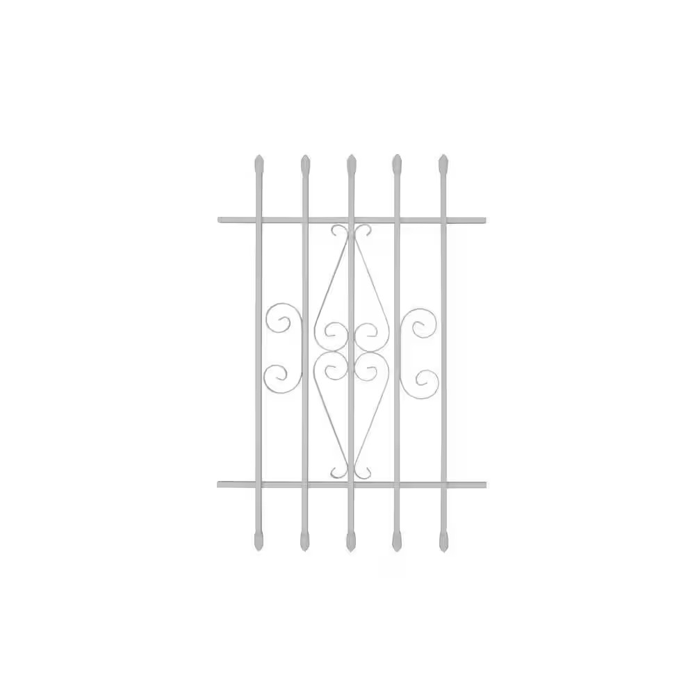 24 In. X 36 In. Spear Point 5-Bar Security Bar Window Guard, White