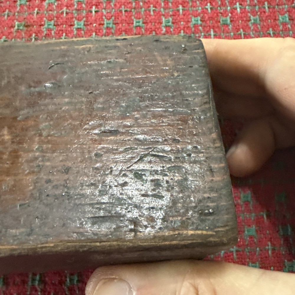 Antique Sharpening Stone Wood Case w/ Top Stone