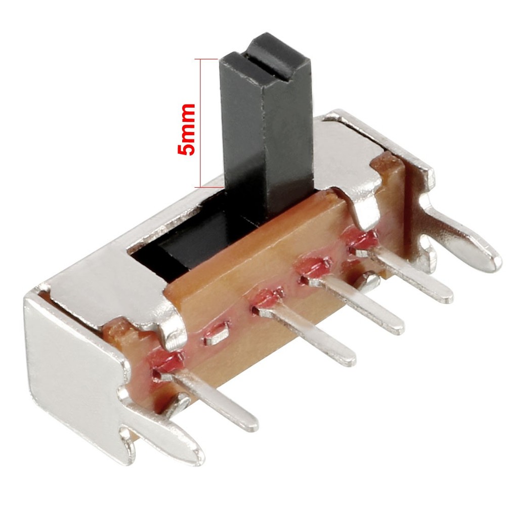 50Pcs 5mm Horizontal Slide Switch SP3T 1P3T 4 Terminals PCB Panel Latching